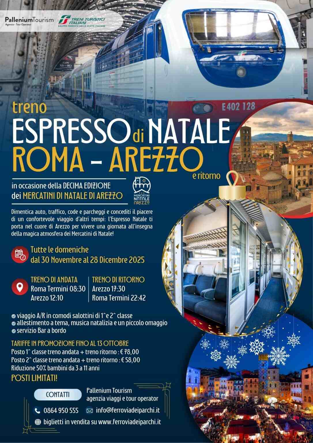 Quest'anno è possibile raggiungere i mercatini di Arezzo partendo da Roma con l'Espresso Natale: un percorso tranquillo tra le colline umbre. 3