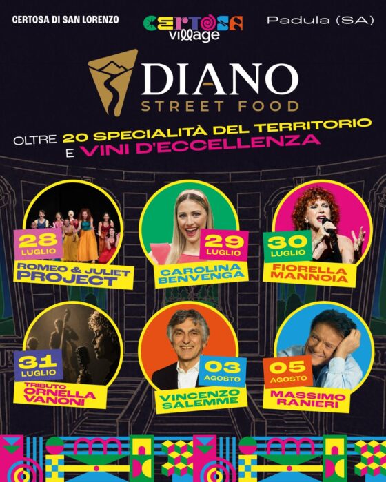 Certosa Village 2026: Nasce “Diano Street Food”, Il Villaggio Dei Sapori Del Vallo Di Diano 4 Certosa Village 2026: Nasce “Diano Street Food”, Il Villaggio Dei Sapori Del Vallo Di Diano 3