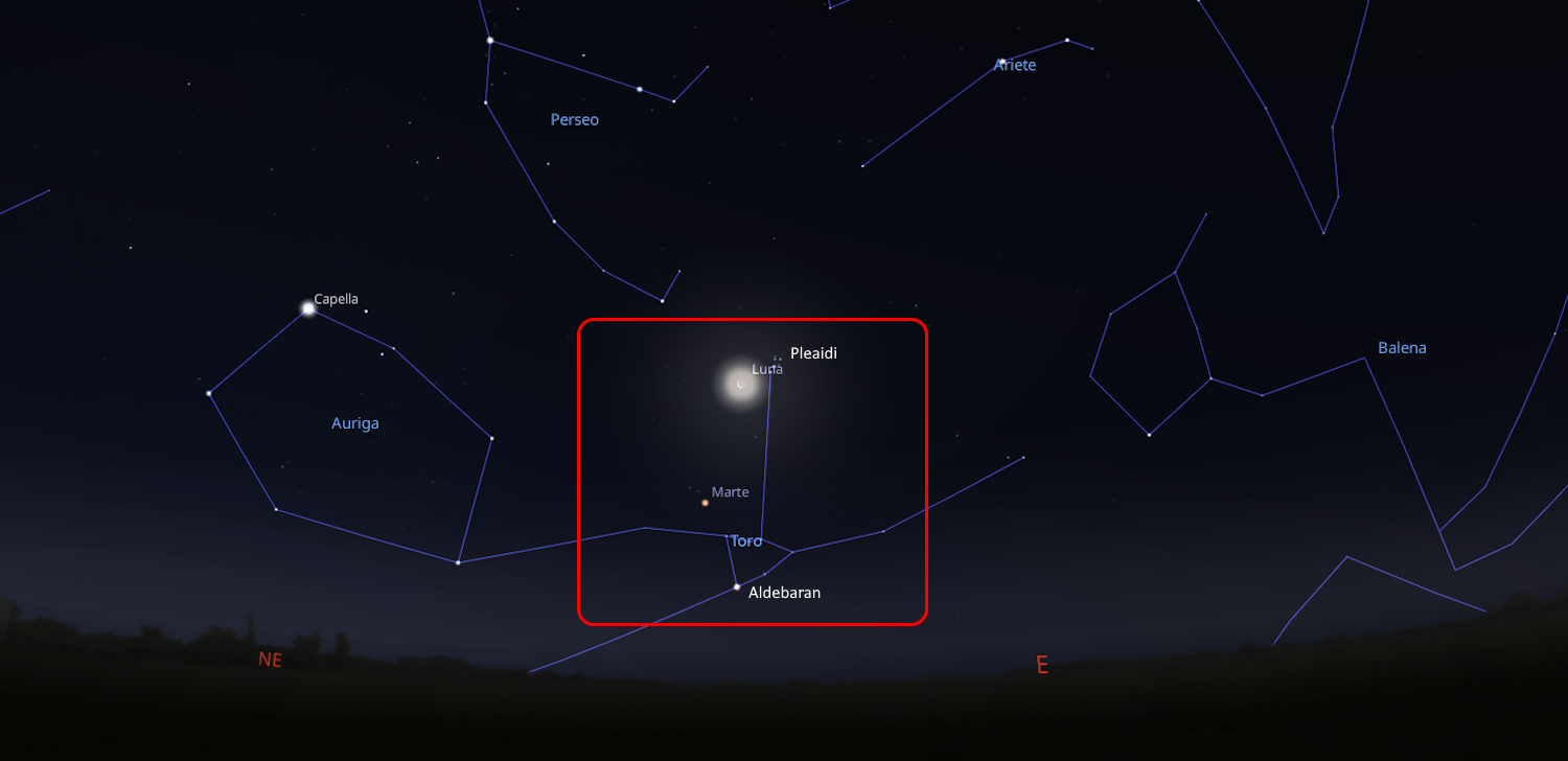 Il prossimo incontro tra Luna e Marte avverrà tra le Pleiadi, un evento celeste da non perdere. 3